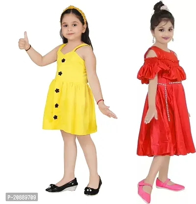 Fabulous Multicoloured Crepe Party Wear Frocks For Girls Pack Of 2-thumb2