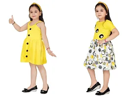 Fabulous Multicoloured Crepe Party Wear Frocks For Girls Pack Of 2-thumb1