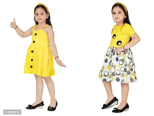 Fabulous Multicoloured Crepe Party Wear Frocks For Girls Pack Of 2-thumb2