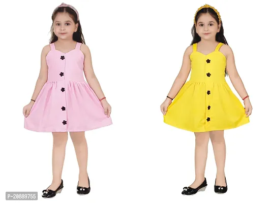 Fabulous Multicoloured Crepe Party Wear Frocks For Girls Pack Of 2