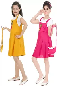 Pretty Crepe Self Pattern A-Line Dress Combo For Baby Girls And Kids Pack Of 2-thumb1