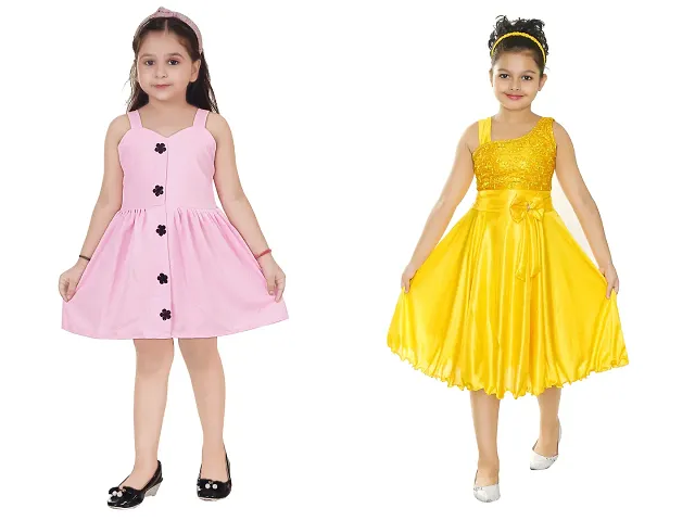 Fabulous Crepe Party Wear Frocks For Girls Pack Of 2