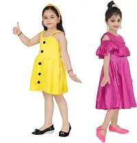 Fabulous Multicoloured Crepe Party Wear Frocks For Girls Pack Of 2-thumb1