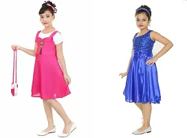 Pretty Crepe Self Pattern A-Line Dress Combo For Baby Girls And Kids Pack Of 2-thumb1