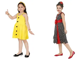 Fabulous Multicoloured Crepe Party Wear Frocks For Girls Pack Of 2-thumb1