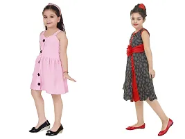 Fabulous Multicoloured Crepe Party Wear Frocks For Girls Pack Of 2-thumb1