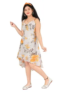 Fabulous Yellow Georgette Self Pattern A-Line Dress For Girls-thumb1