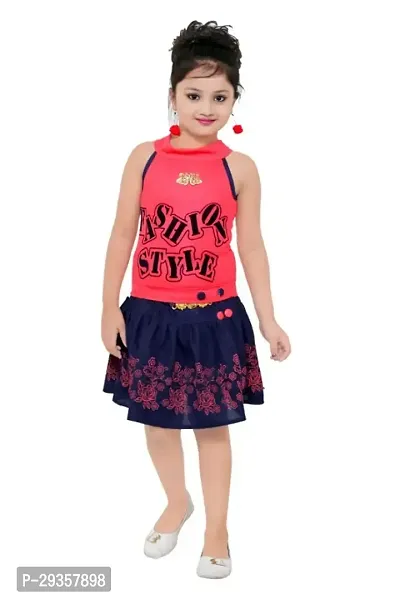 Fabulous Red Georgette Printed Dress For Girls-thumb0