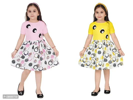 Fabulous Multicoloured Crepe Party Wear Frocks For Girls Pack Of 2-thumb0