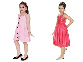 Fabulous Multicoloured Crepe Party Wear Frocks For Girls Pack Of 2-thumb1