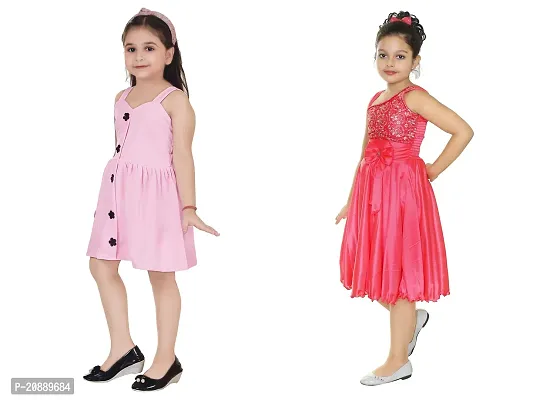 Fabulous Multicoloured Crepe Party Wear Frocks For Girls Pack Of 2-thumb2