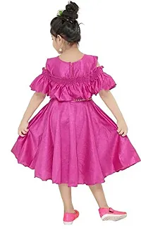 STYLO KIDS Girls Midi/Knee Length Party Dress??(Pink, Fashion Sleeve)-thumb2