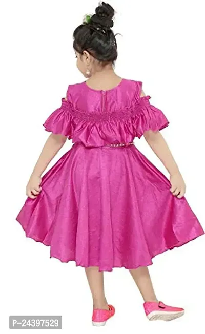 STYLO KIDS Girls Midi/Knee Length Party Dress??(Pink, Fashion Sleeve)-thumb3