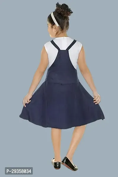 Fabulous Blue Cotton Blend Solid Dress For Girls-thumb4