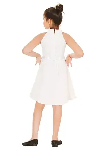 Fabulous White Crepe Self Pattern Frock For Girls-thumb2