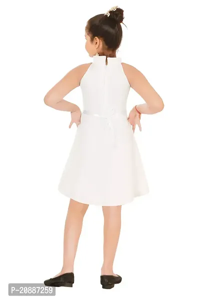 Fabulous White Crepe Self Pattern Frock For Girls-thumb3