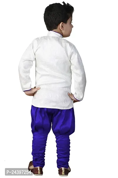 SKDC Kids Festive Sherwani Set For Boys(Blue And White,Cotton Silk,)-thumb3