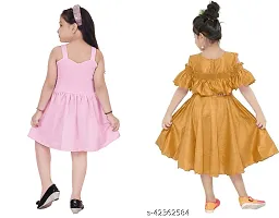 Fabulous Multicoloured Crepe Party Wear Frocks For Girls Pack Of 2-thumb2