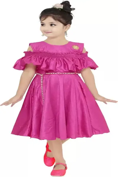 STYLO KIDS Girls Midi/Knee Length Party Dress??(Pink, Fashion Sleeve)