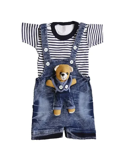 STYLO KIDS Baby Boys Baby Girls Party(Festive) T-Shirt Dungaree??(Multicolor)