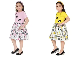 Fabulous Multicoloured Crepe Party Wear Frocks For Girls Pack Of 2-thumb1