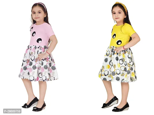 Fabulous Multicoloured Crepe Party Wear Frocks For Girls Pack Of 2-thumb2