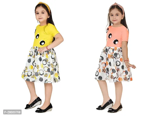 Fabulous Multicoloured Crepe Party Wear Frocks For Girls Pack Of 2-thumb2