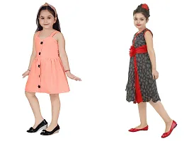 Fabulous Multicoloured Crepe Party Wear Frocks For Girls Pack Of 2-thumb1