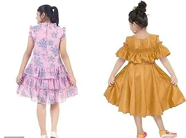 Pretty Crepe Self Pattern A-Line Dress Combo For Baby Girls And Kids Pack Of 2-thumb1