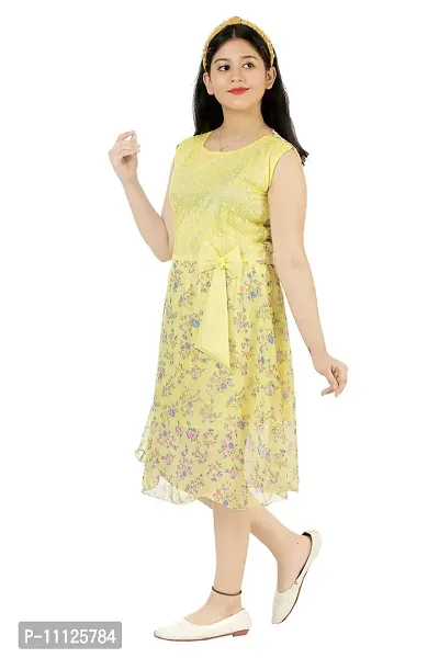 Elegant Georgette Yellow Printed Dress For Girls-thumb2