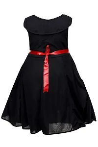DIXITA Girl's A-Line Knee Length Dress ( redbutton001_30 _ Black _ 30 )-thumb1