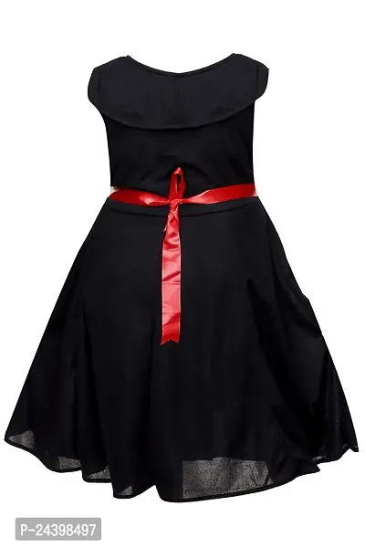 DIXITA Girl's A-Line Knee Length Dress ( redbutton001_30 _ Black _ 30 )-thumb2