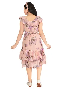 Fabulous Peach Georgette Self Pattern A-Line Dress For Girls-thumb2