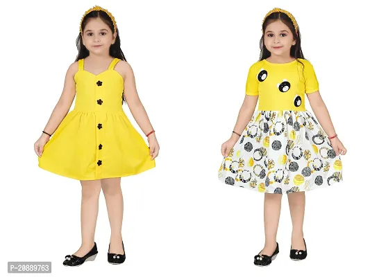 Fabulous Multicoloured Crepe Party Wear Frocks For Girls Pack Of 2-thumb0