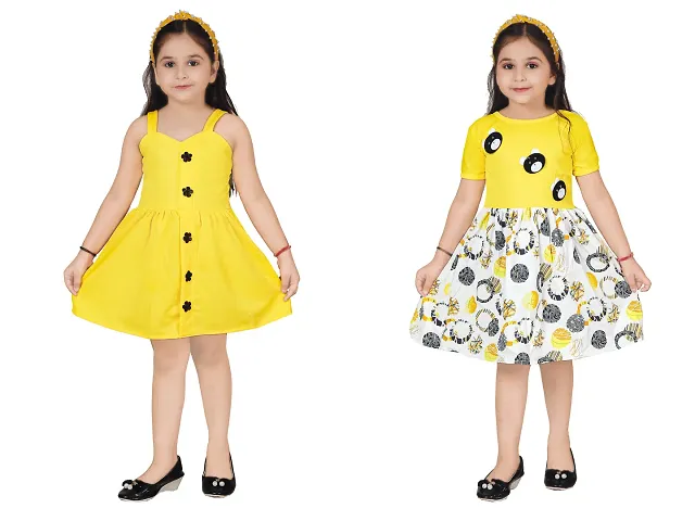 Fabulous Crepe Party Wear Frocks For Girls Pack Of 2