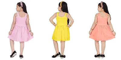 Fabulous Multicoloured Crepe Party Wear Frocks For Girls Pack Of 3-thumb2