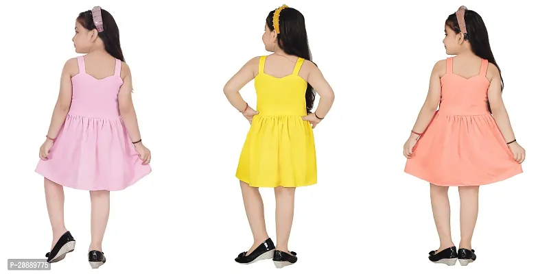 Fabulous Multicoloured Crepe Party Wear Frocks For Girls Pack Of 3-thumb3