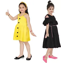 Fabulous Multicoloured Crepe Party Wear Frocks For Girls Pack Of 2-thumb1