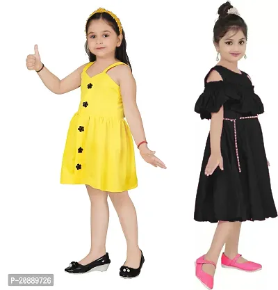 Fabulous Multicoloured Crepe Party Wear Frocks For Girls Pack Of 2-thumb2