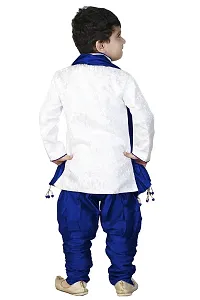 SKDC Kids Blue And White Cotton Silk Festive Sherwani Set For kids boys, Party Dress-thumb2