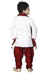 SKDC Kids Red And White Cotton Silk Festive Sherwani Set For kids boys-thumb2