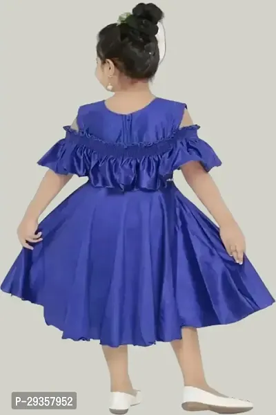 Fabulous Blue Crepe Solid Dress For Girls-thumb2