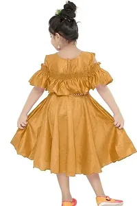 Fabulous Yellow Crepe Solid Dress For Girls-thumb2