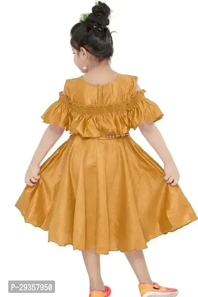 Fabulous Yellow Crepe Solid Dress For Girls-thumb3