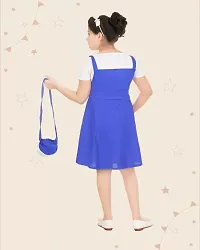 Fabulous Blue Crepe Solid Dress For Girls-thumb1