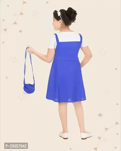 Fabulous Blue Crepe Solid Dress For Girls-thumb2