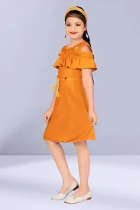 Fabulous Yellow Cotton Blend Embellished Dress For Girls-thumb2