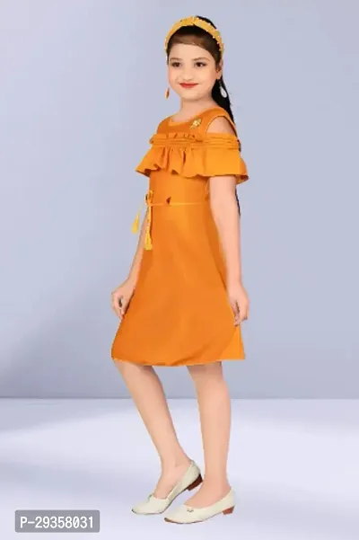 Fabulous Yellow Cotton Blend Embellished Dress For Girls-thumb3