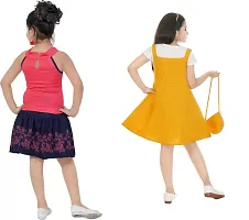 Pretty Crepe Self Pattern A-Line Dress Combo For Baby Girls And Kids Pack Of 2-thumb2