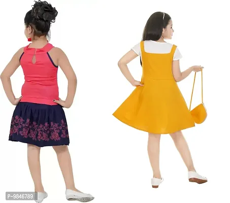 Pretty Crepe Self Pattern A-Line Dress Combo For Baby Girls And Kids Pack Of 2-thumb3